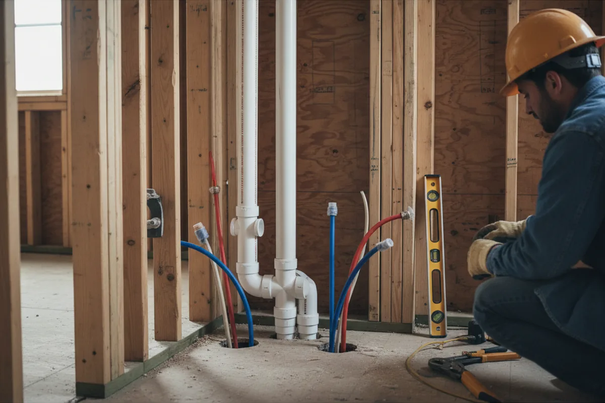 Drain and supply rough-in during Drain Cleaning in Andover
